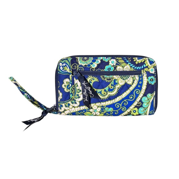 Vera Bradley Rhythm & Blues Paisley Print Zip Around Wallet - Picture 2 of 3
